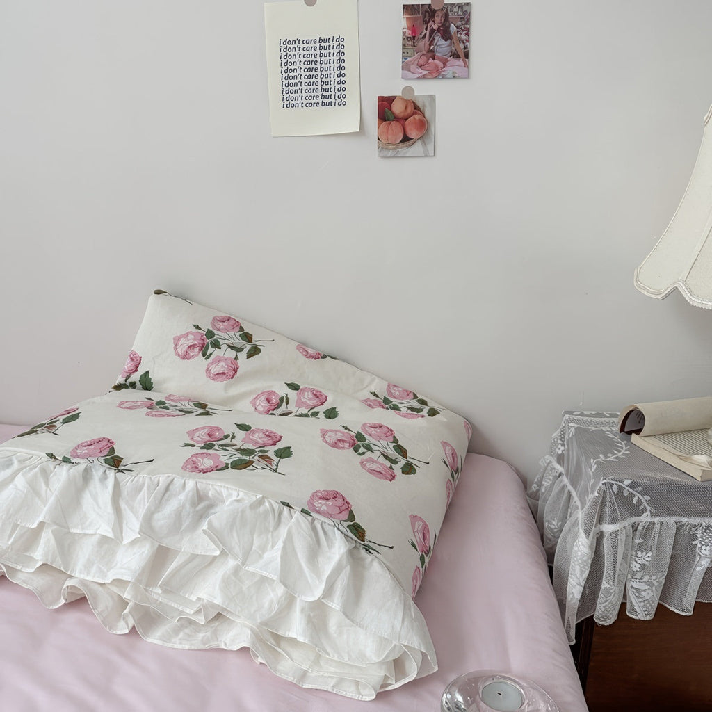 Vintage Pale Roses Summer Comforter Set