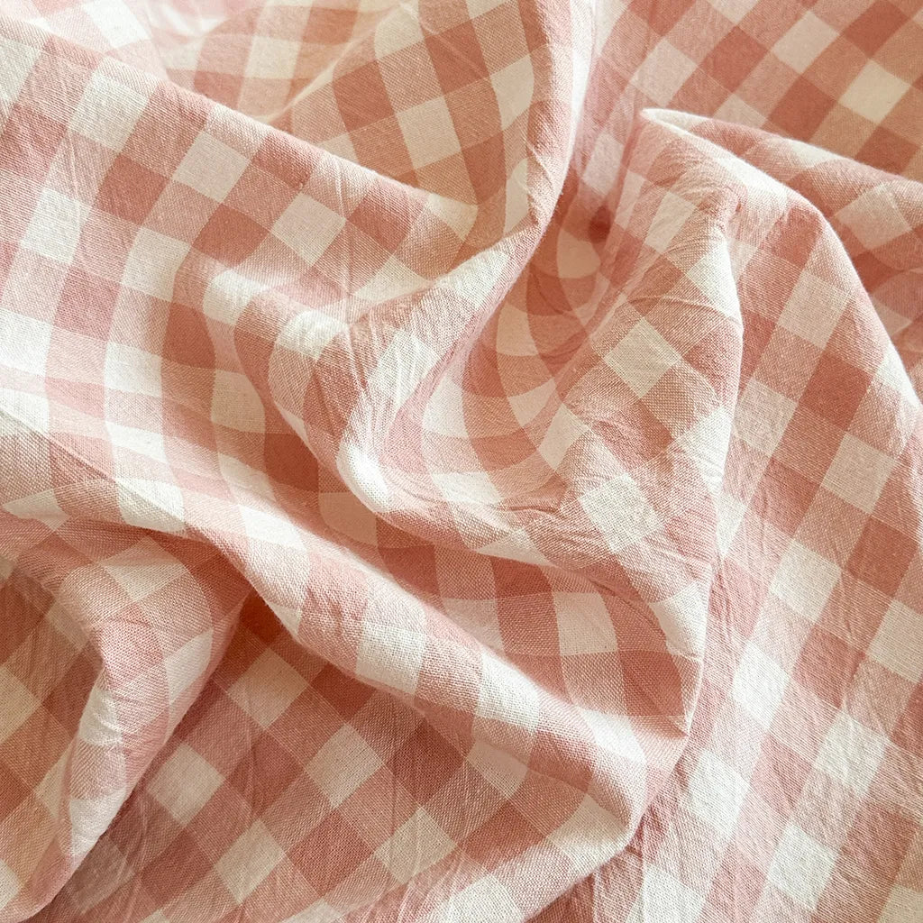Pink Gingham Ruffle Duvet Cover Set