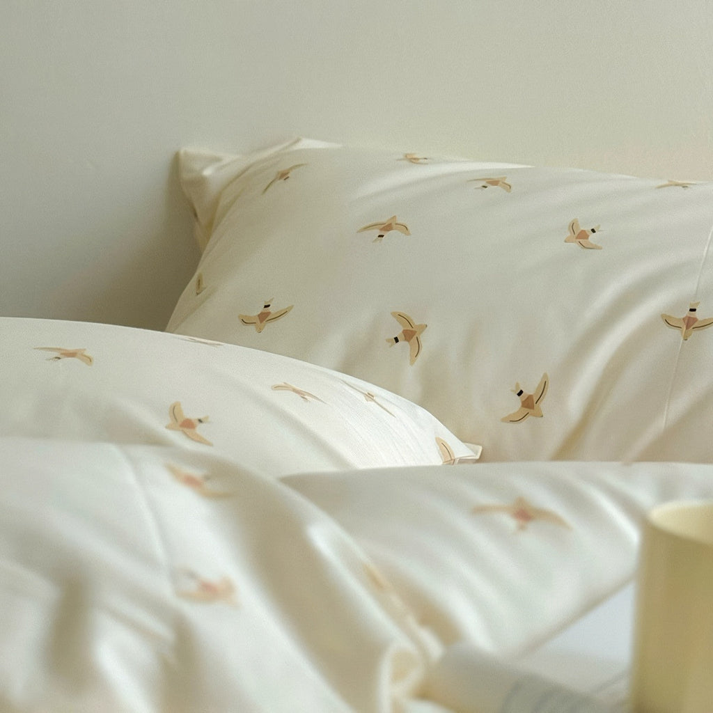 Swallow Bird Print Cotton Bedding Set