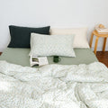 Roselle Green Floral Print Cotton Bedding Set