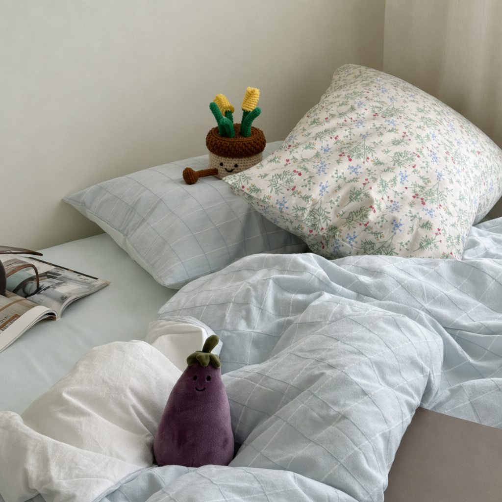 Roselle Cotton 4-Piece Jacquard Bedding Set Moisture Wicking Bed Linens G79