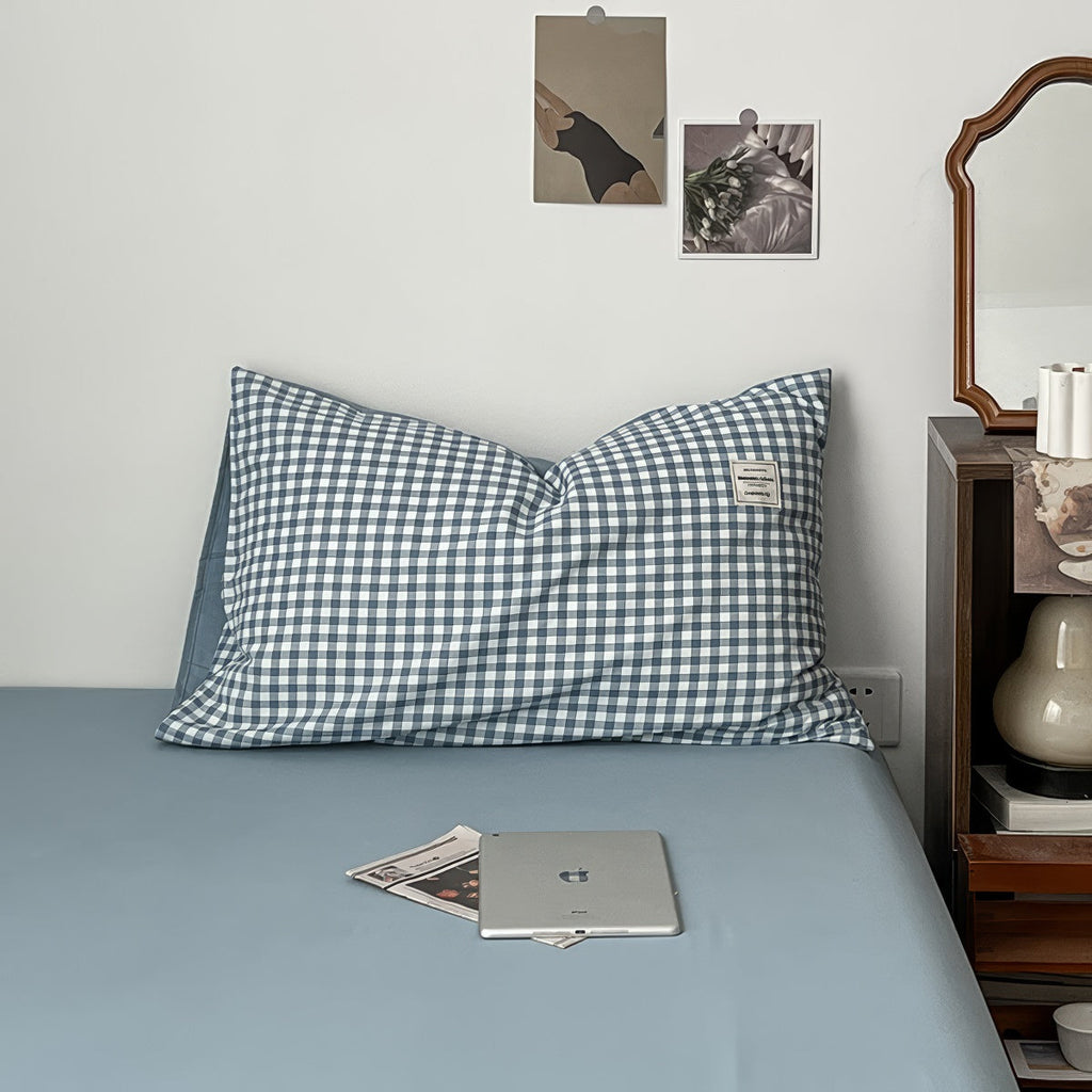 Light Blue Gingham Bedding Set