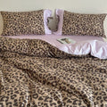 Vireza Coffee Leopard Print Cotton Bedding Set Soft Retro Bed Linen for Cozy Bedrooms G71