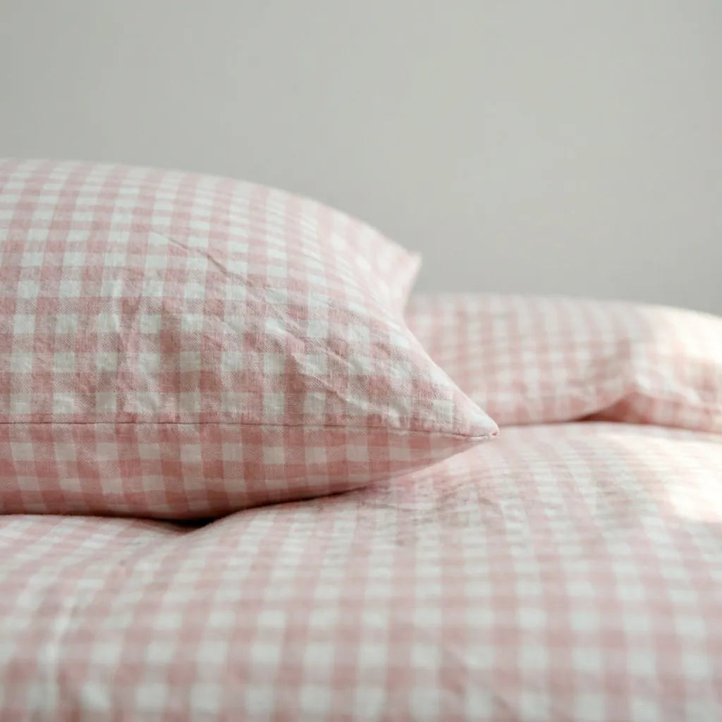 Cotton Small Gingham Duvet Cover - Beige