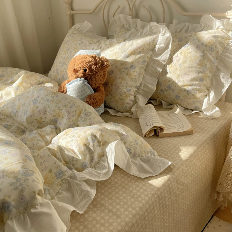 Roselle Floral Pure Cotton Ruffle Bedding Set G88
