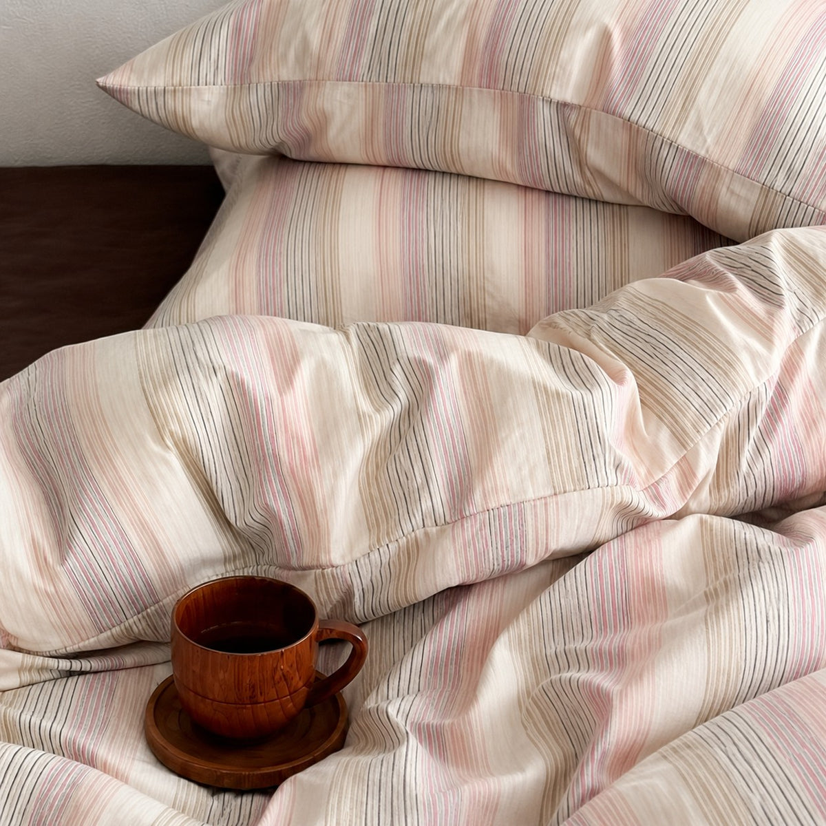 Vintora Retro Stripe Cotton Bedding Set Breathable Cotton G99