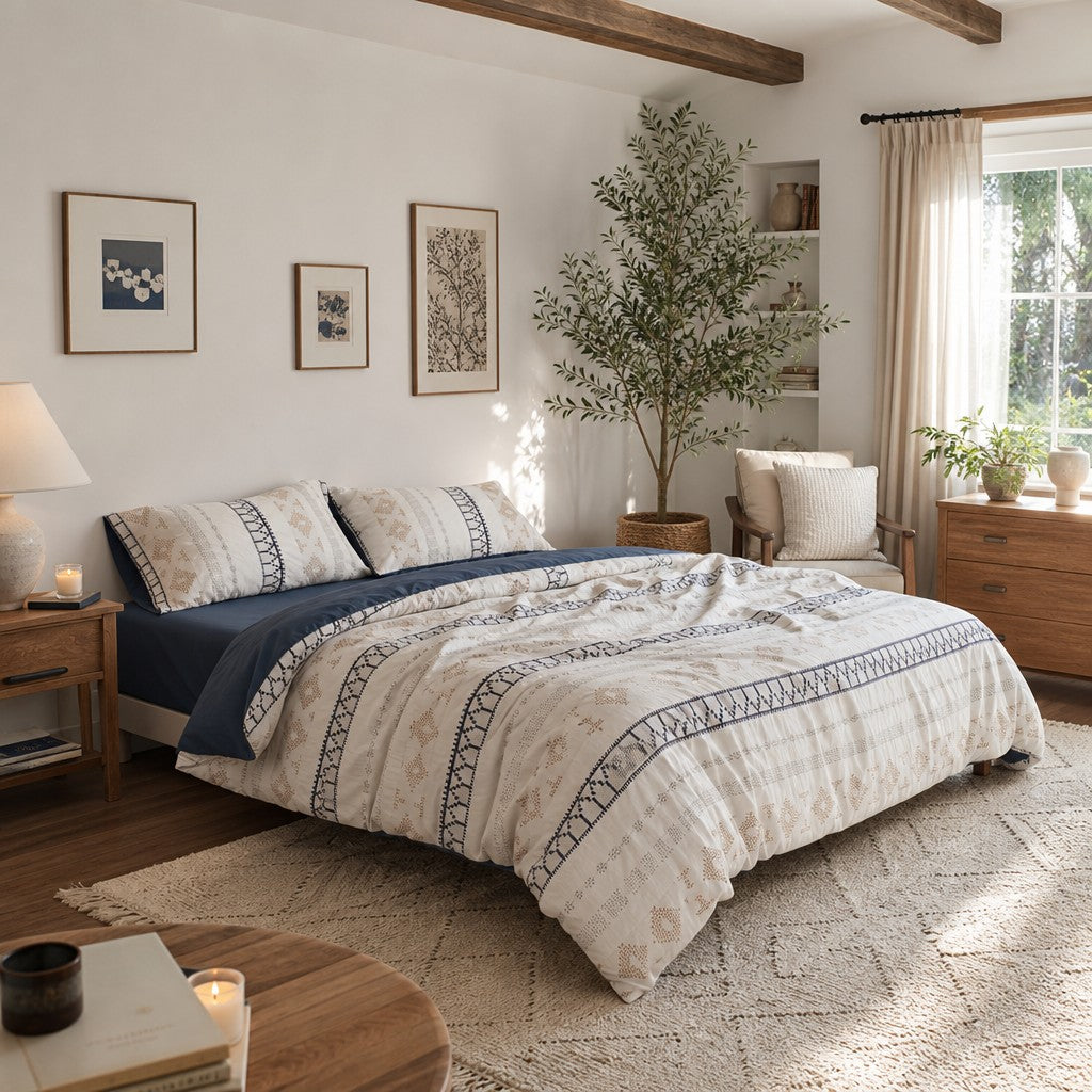 Vintora Boho Cotton Jacquard Bedding Set Tufted Duvet Set for All Season Bedroom Decor G69