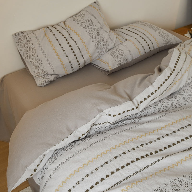 Vintora Boho Cotton Jacquard Bedding Set Tufted Duvet Set for All Season Bedroom Decor G69