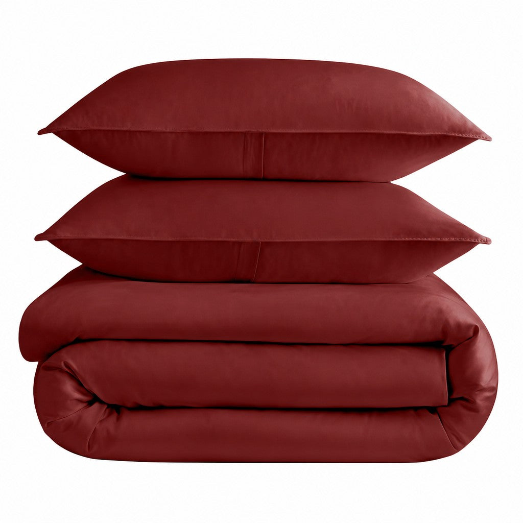 Qelune Bamboo Duvet Cover Set – Cooling Organic Bamboo Bedding in Burgundy