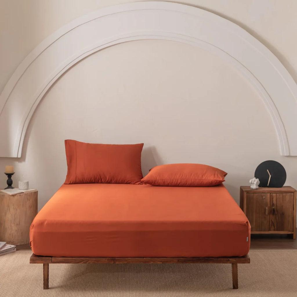 Bamboo Fitted Sheet Set - Copper Sunset