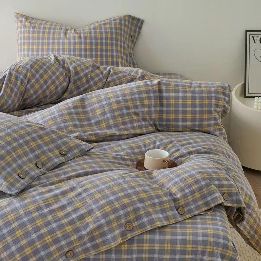 Gingham Bedding Set - Purple