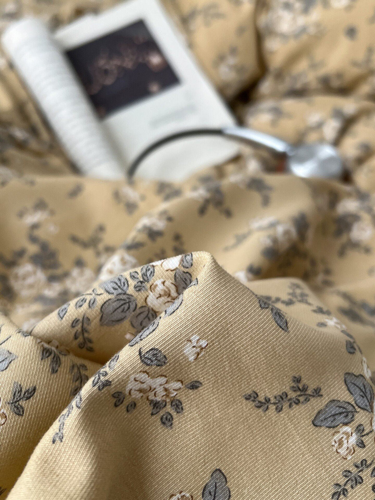 Vintage Cottagecore Golden Floral Lace Trim Bedding Set