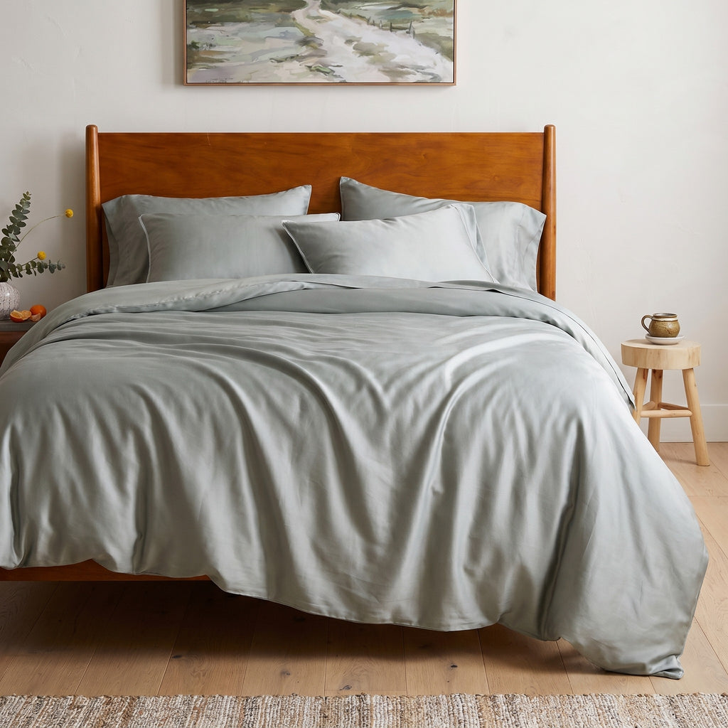 Qelune Bamboo Duvet Cover Set – Cooling Organic Bamboo Bedding in Eucalyptus