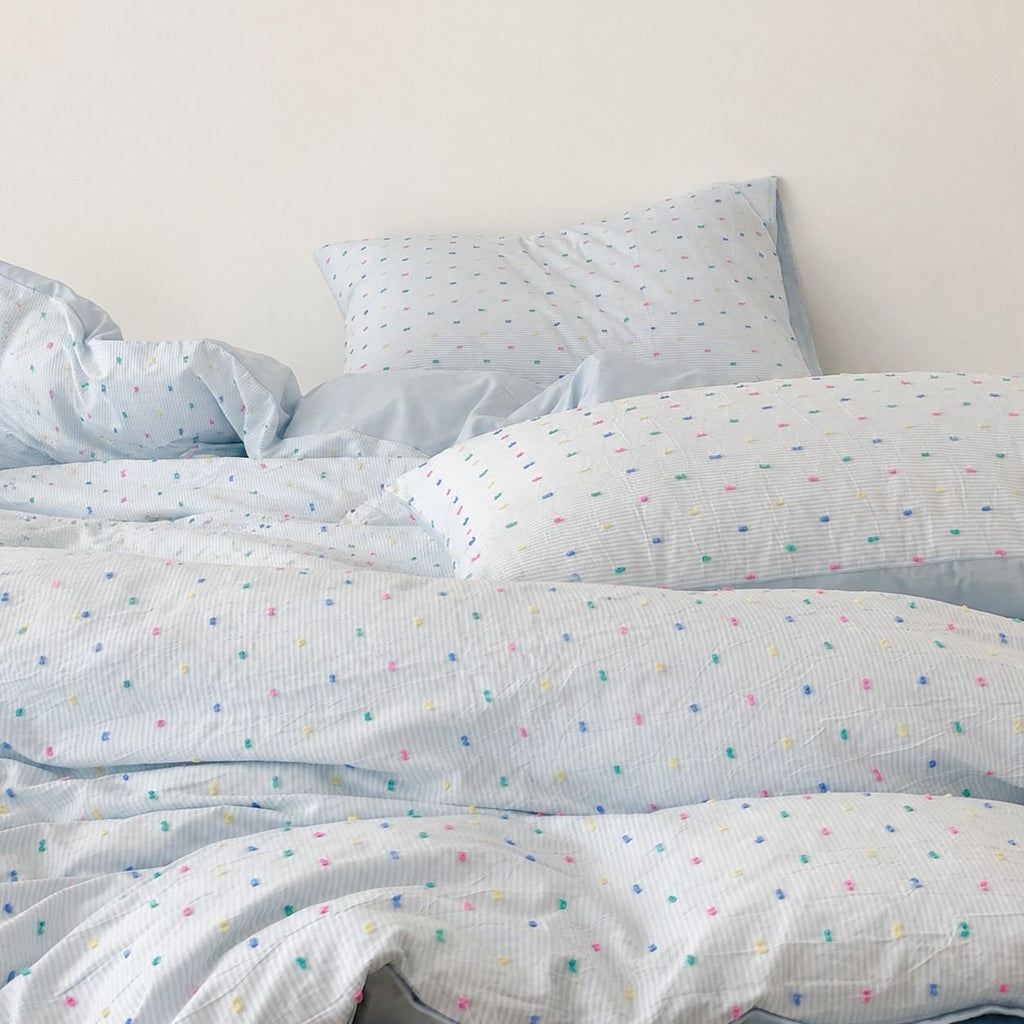 Vireza Washed Cotton Jacquard Bedding Set with Soft Breathable for All Seasons G101