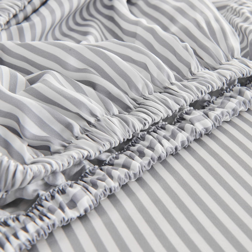 Black and White Pinstripes Organic Bamboo Bedding Set