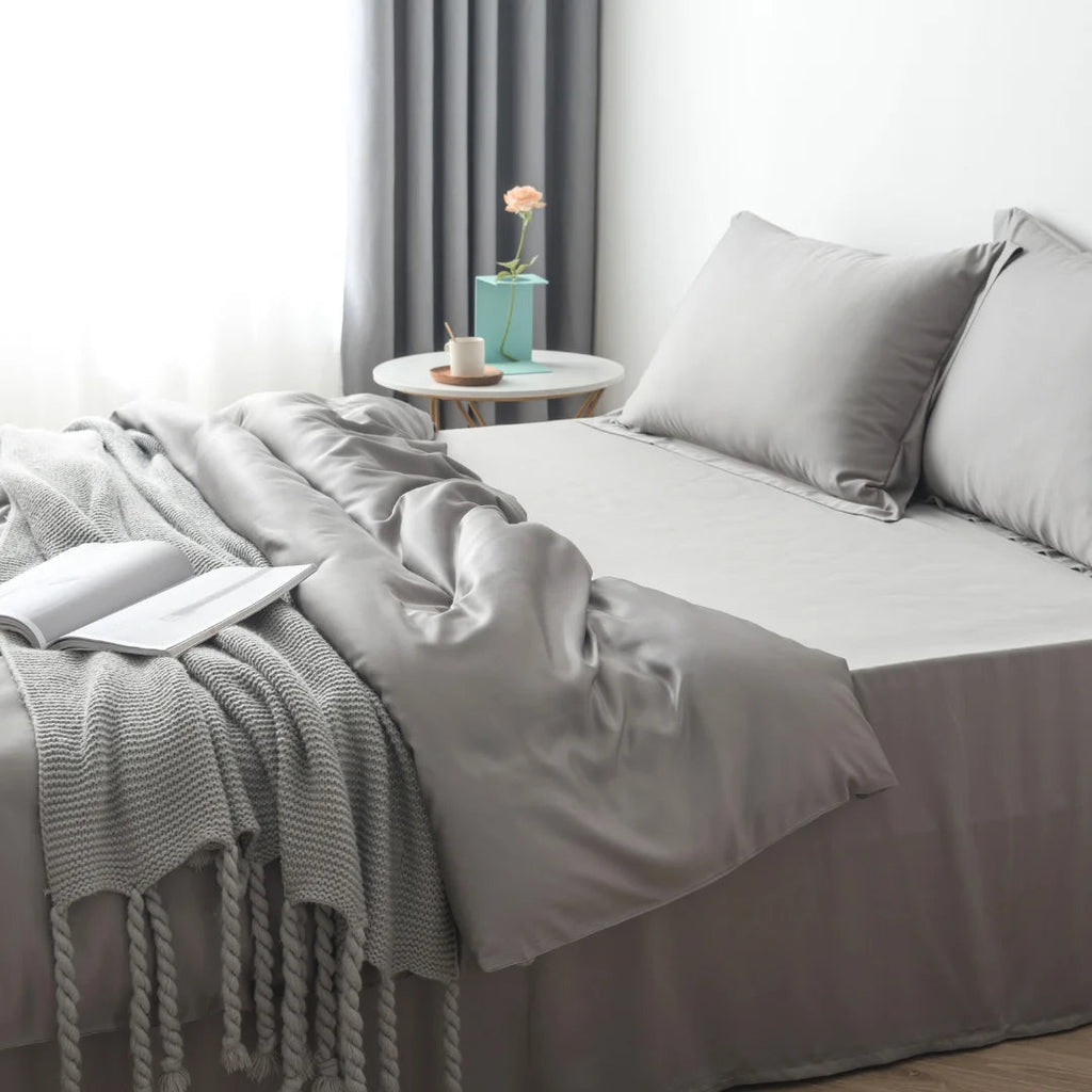 Bamboo Quilt Cover Set - Stone Grey