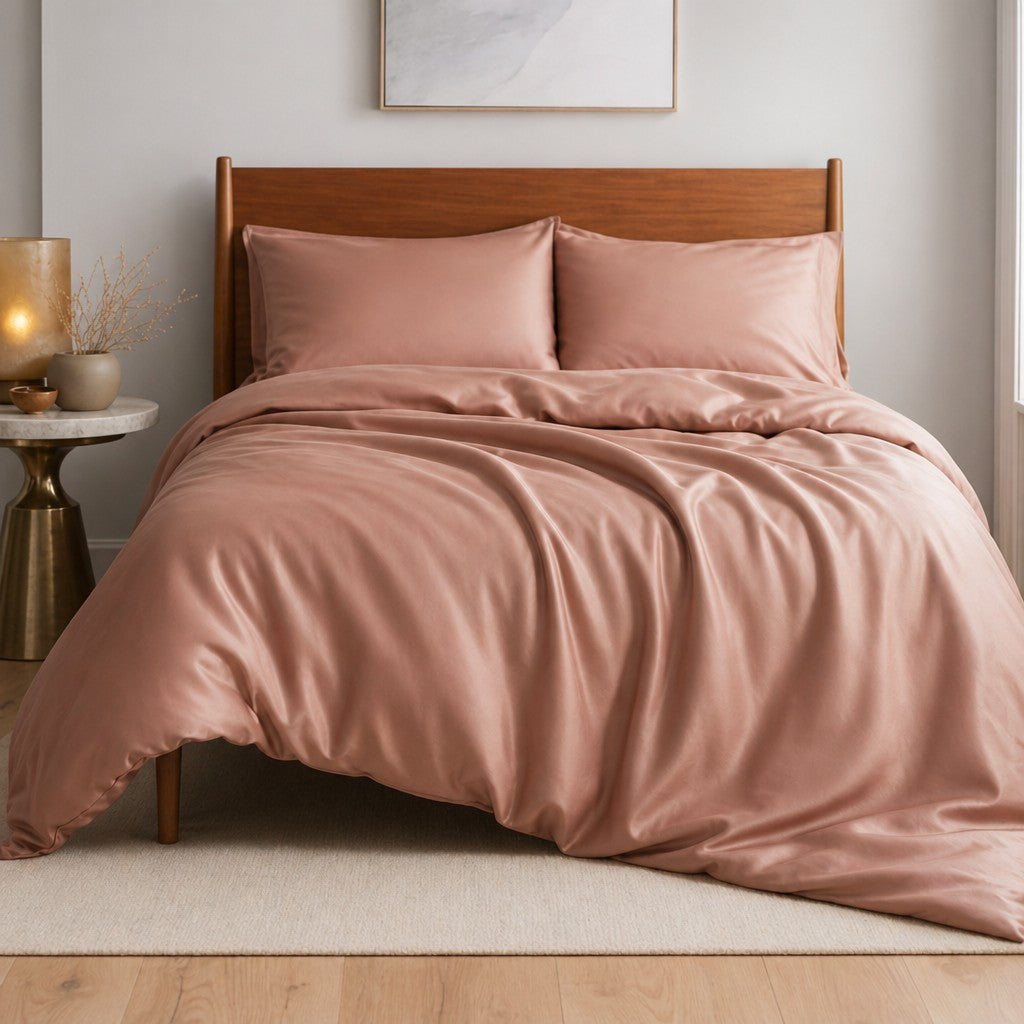 Qelune Bamboo Duvet Cover Set 鈥?Cooling Organic Bamboo Bedding in Clay