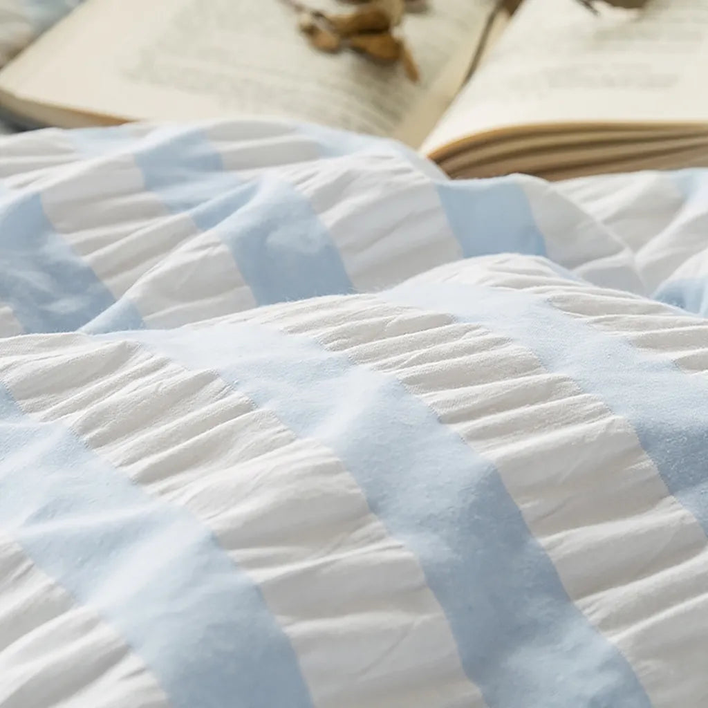 Baby Blue Striped Seersucker Duvet Cover