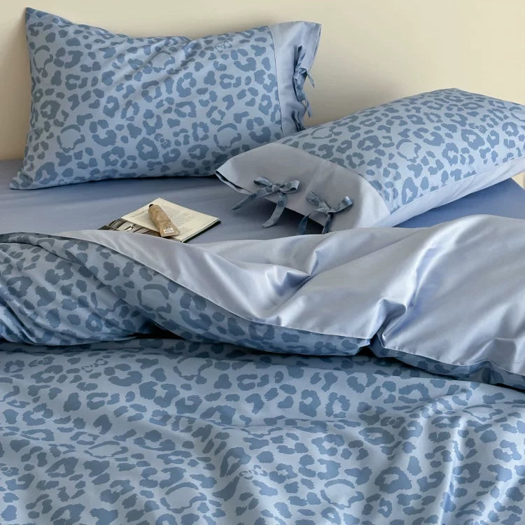 Vireza Coffee Leopard Print Cotton Bedding Set Soft Retro Bed Linen for Cozy Bedrooms G71