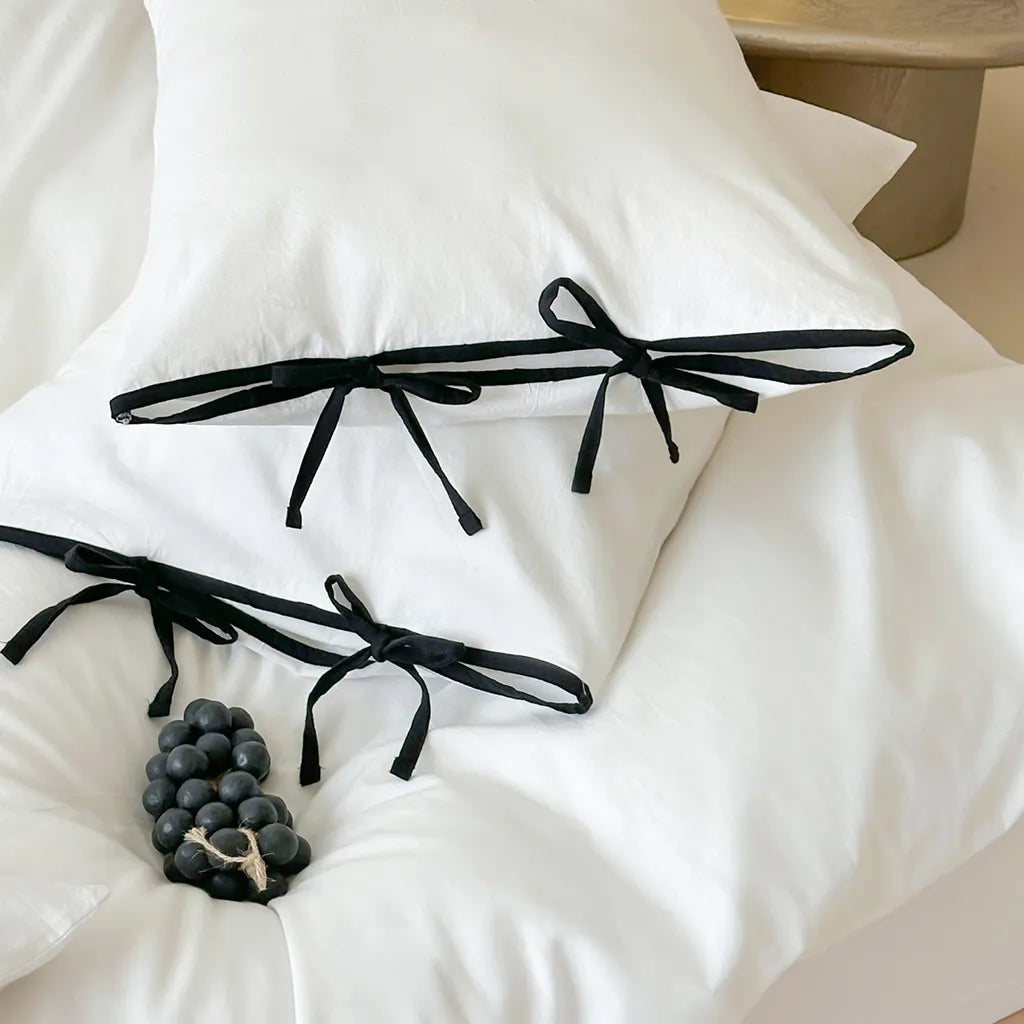 Contrast Bow Cotton Duvet Cover