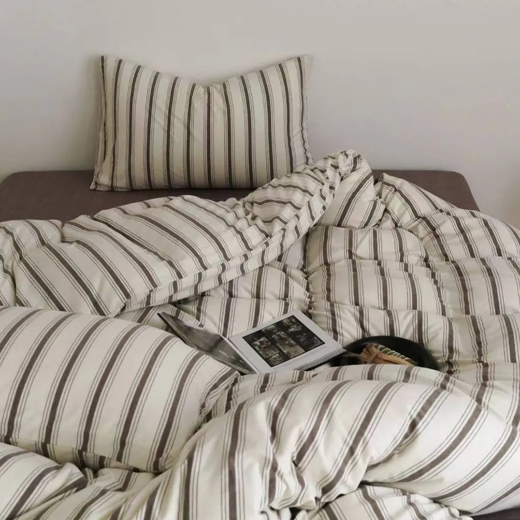 Natural Striped Bedding Set