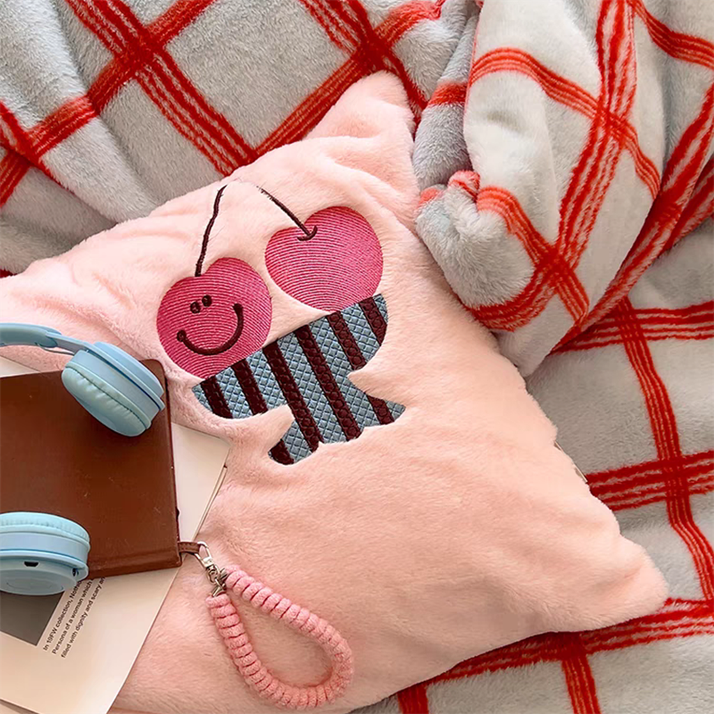 Girly Cherry & Plaid Plush Duvet Cover