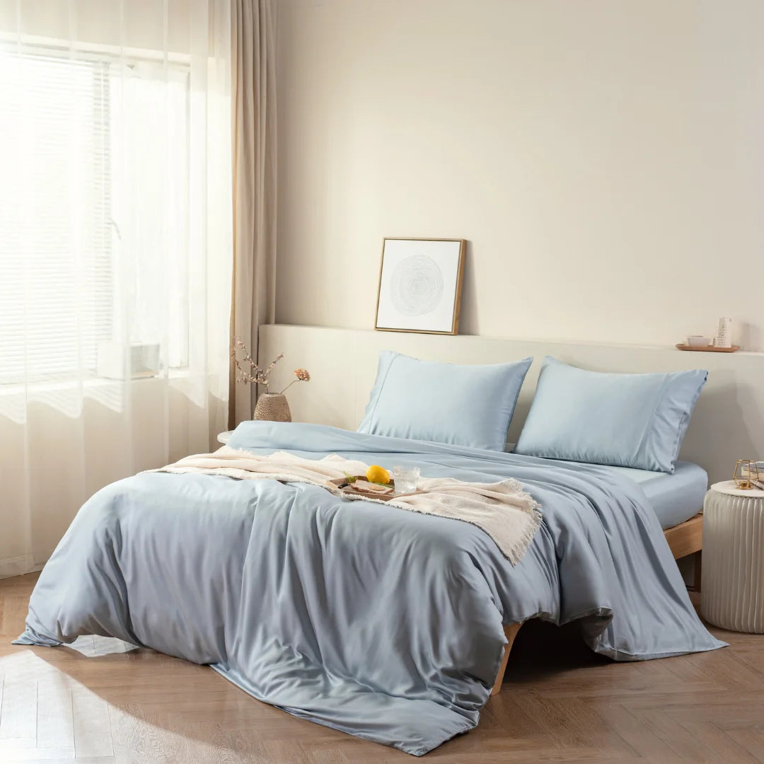 Bamboo Quilt Cover Set - Pale Blue