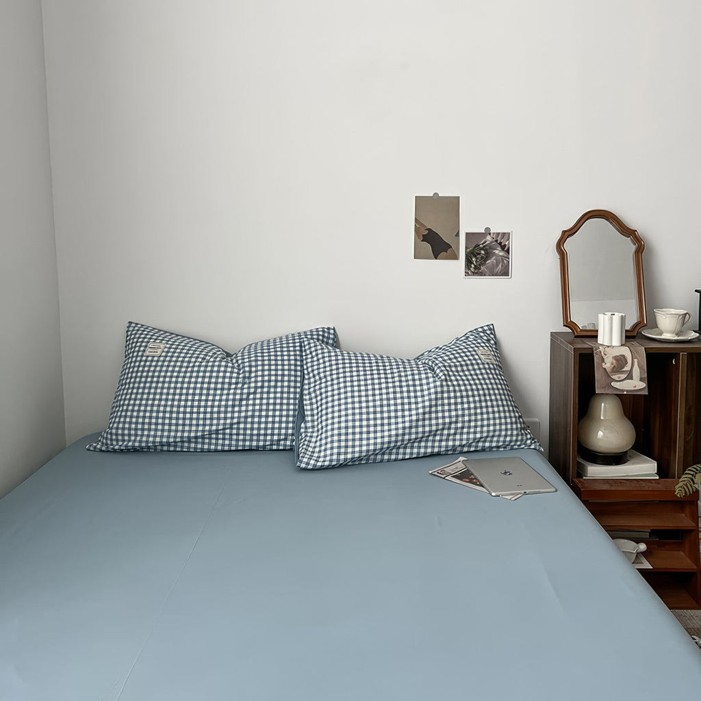 Light Blue Gingham Bedding Set
