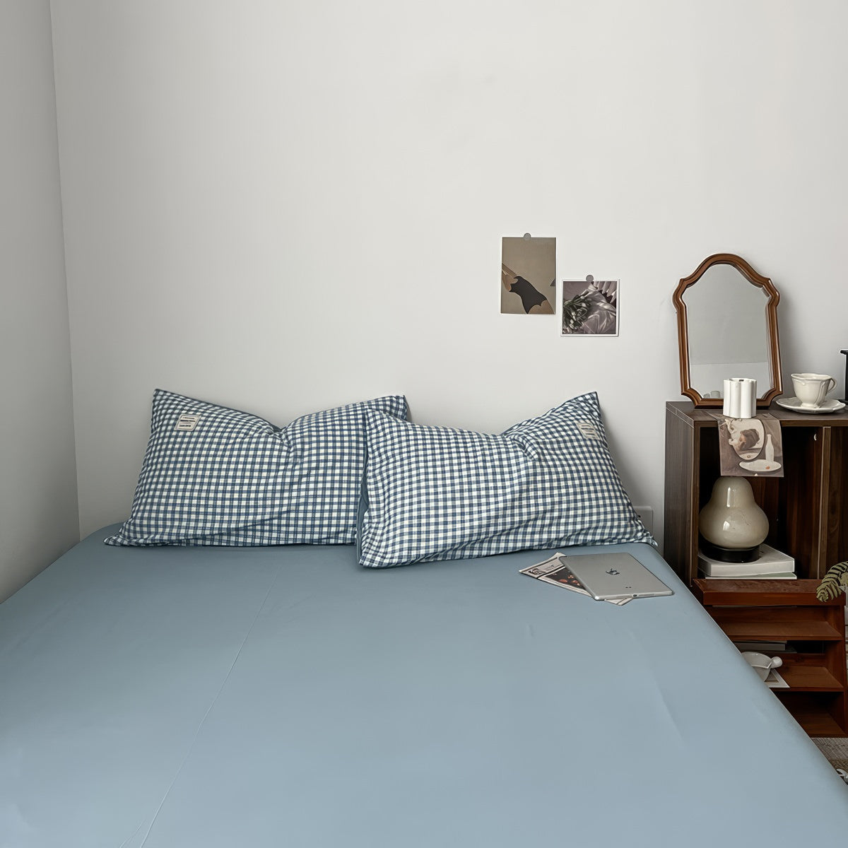 Light Blue Gingham Bedding Set
