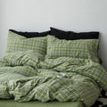 Vintora Plaid Cotton Bedding Set 4-Piece Breathable All-Season G78