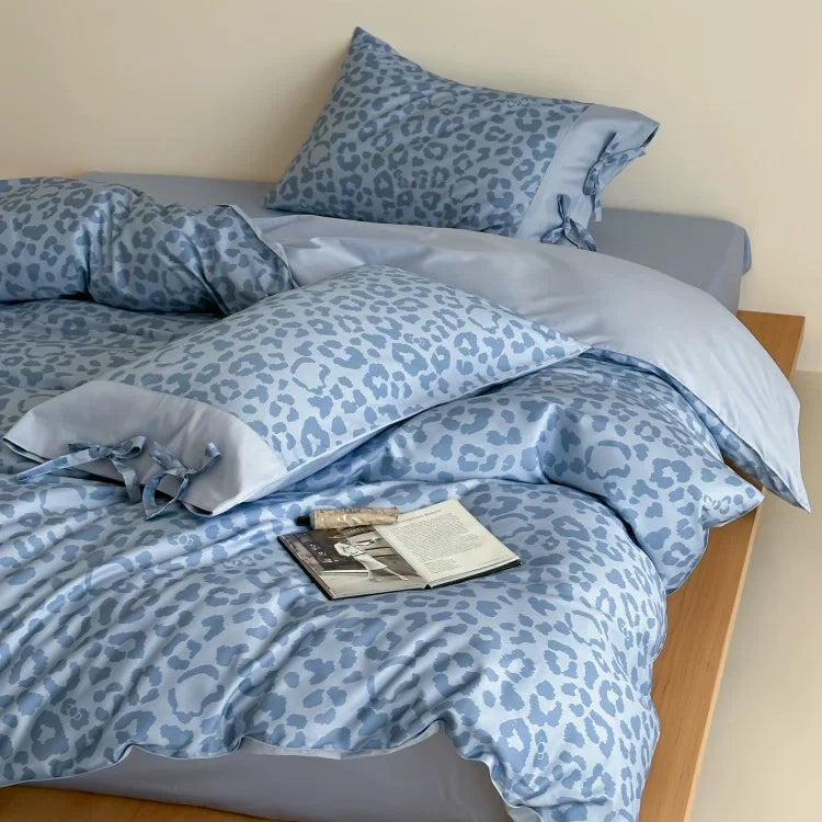 Vireza Coffee Leopard Print Cotton Bedding Set Soft Retro Bed Linen for Cozy Bedrooms G71
