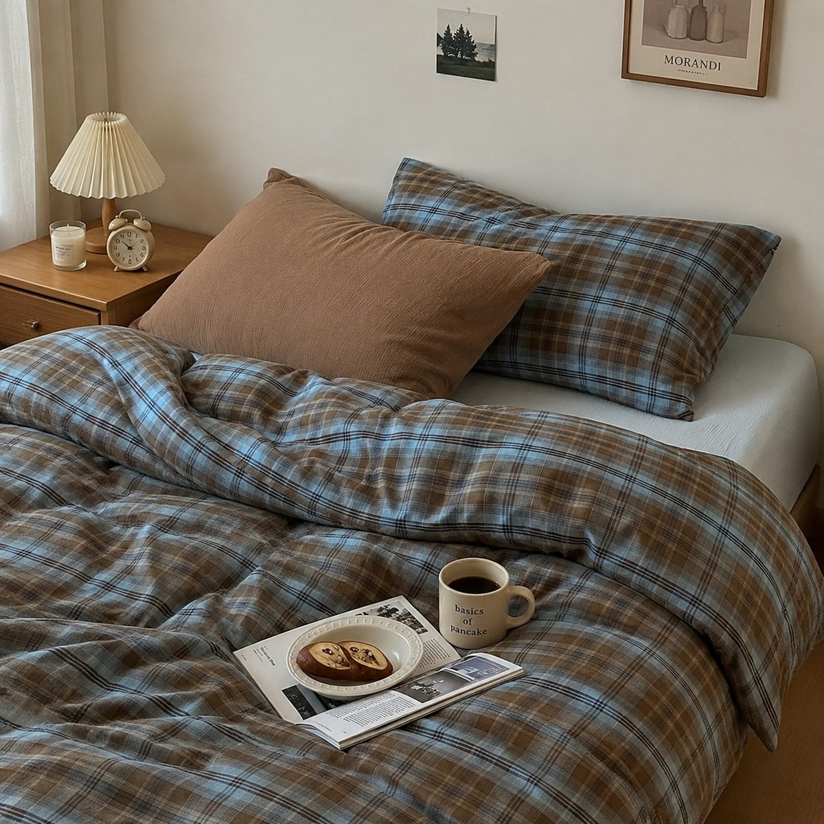Vintora Classic Check Cotton Bedding Set in Yarn Dyed Washed Cotton for Everyday Comfort G104