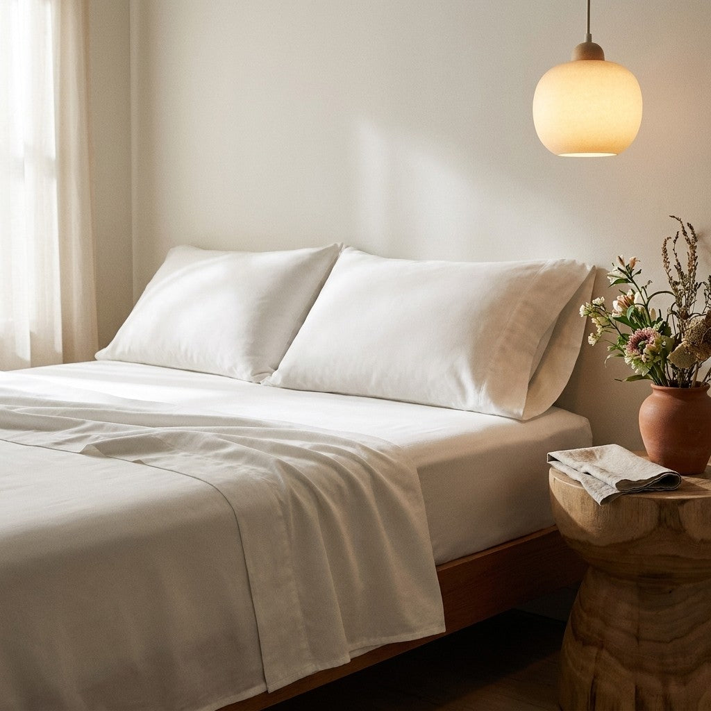 Qelune Bamboo Sheet Set 鈥?Cooling Organic Bamboo Bedding in Soft White