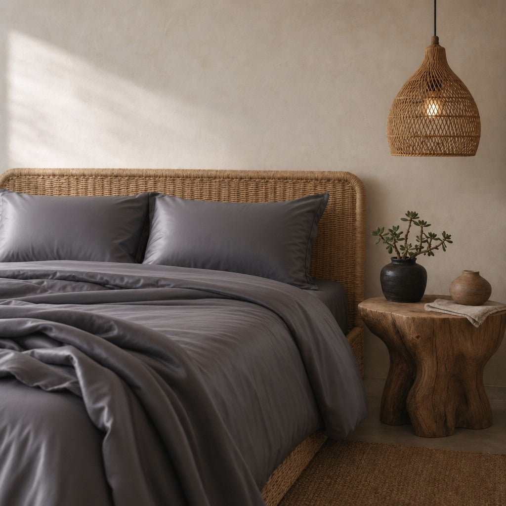 Qelune Bamboo Duvet Cover Set – Cooling Organic Bamboo Bedding in Charcoal