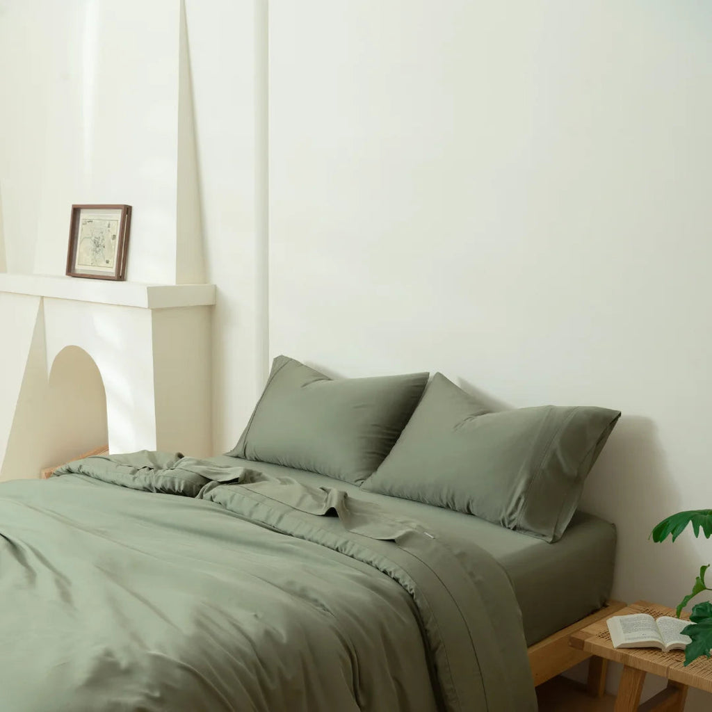 Bamboo Quilt Cover Set - Moss
