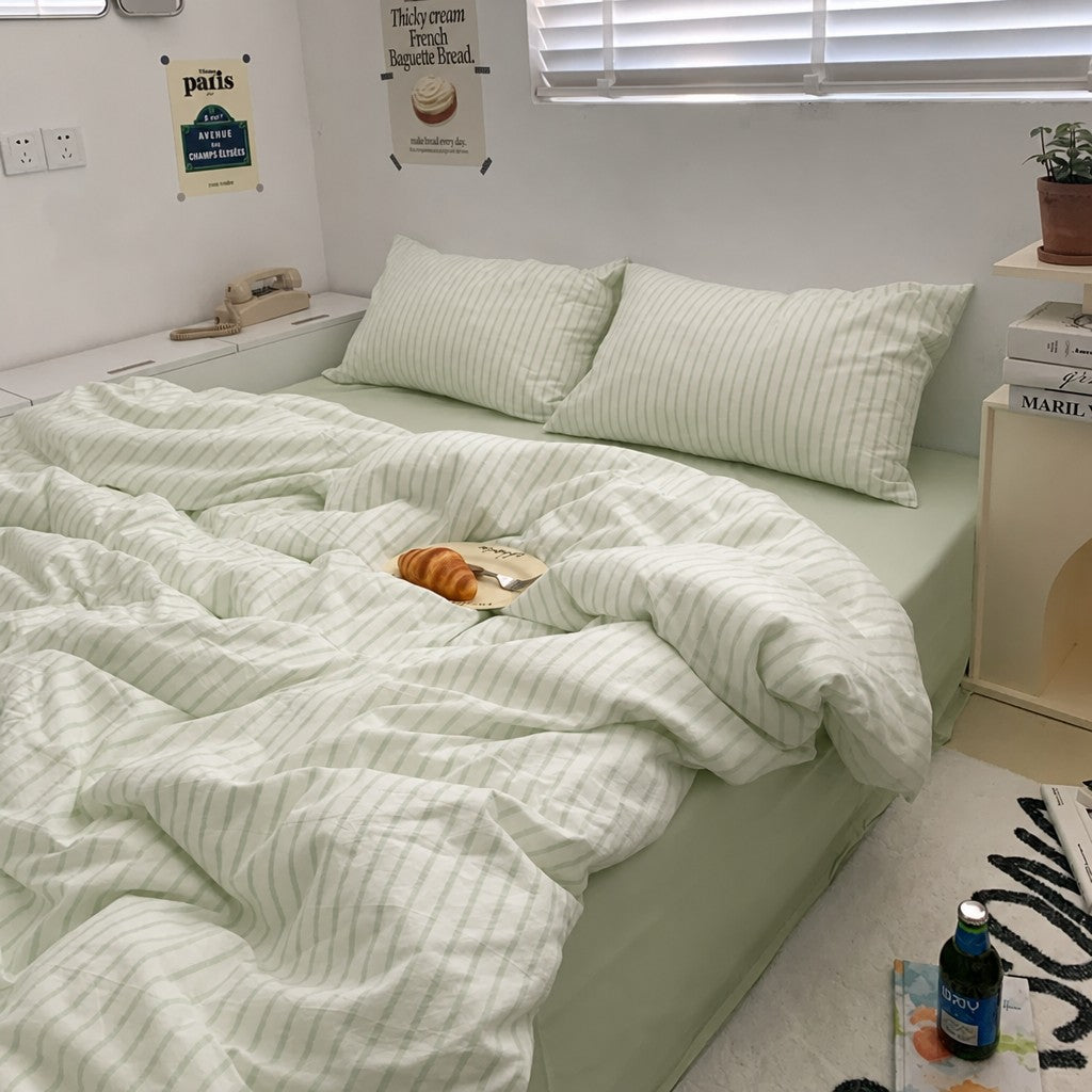 Vintora Soft Washed Cotton Stripe Bedding Set G91