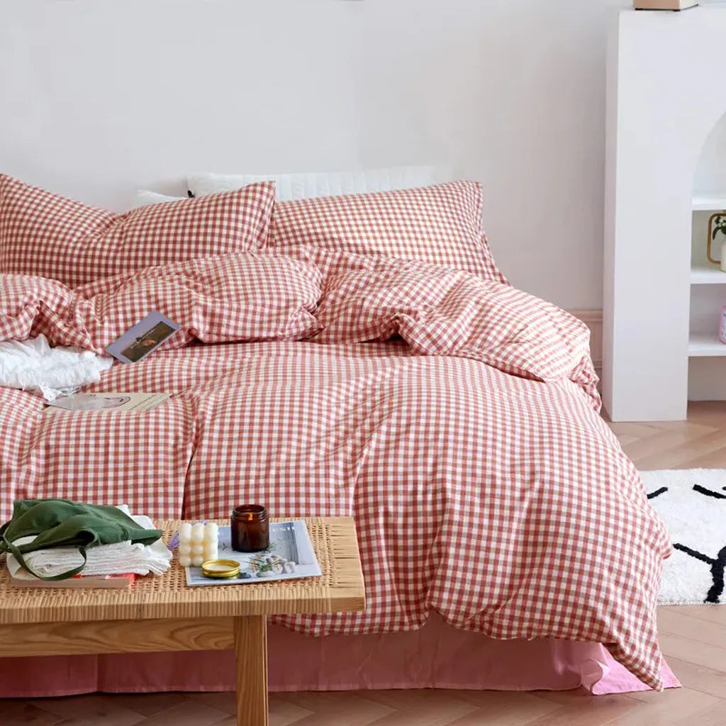 Cotton Small Gingham Duvet Cover - Navy