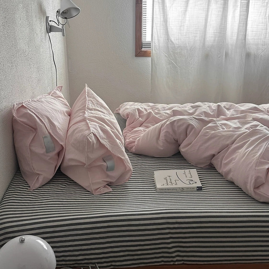 Vintora Blush Solid Pure Cotton Bedding Set for All Season Bedroom Decor G117