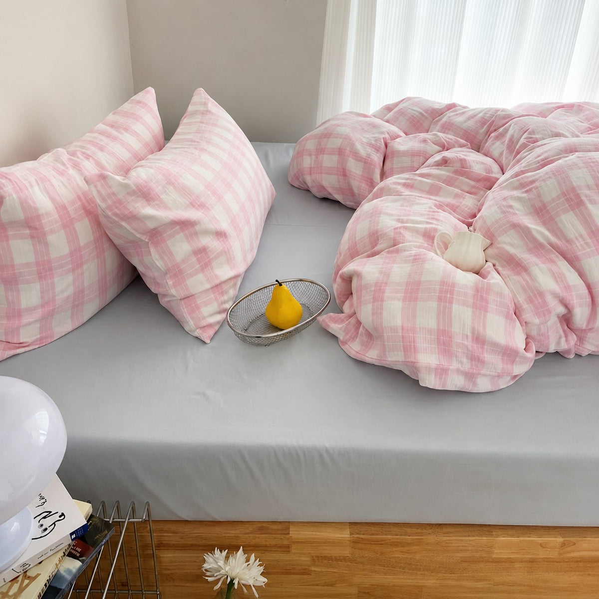 Vintora Breeze Plaid Double Layer Crinkle Gauze Cotton Bedding Set G107
