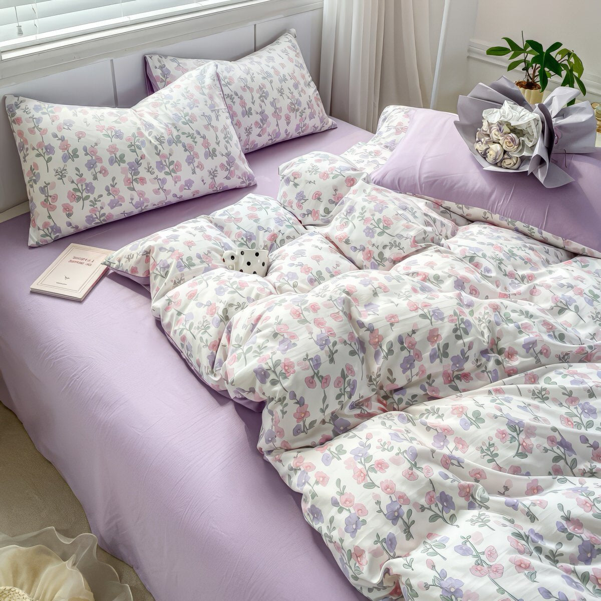 Soft Lavender Floral Bedding Set