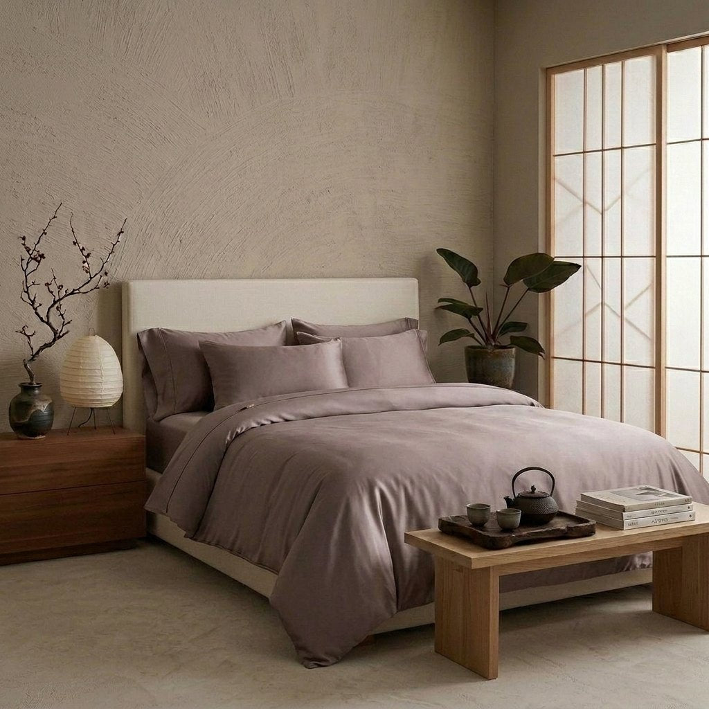 Qelune Bamboo Duvet Cover Set – Cooling Organic Bamboo Bedding in Stone