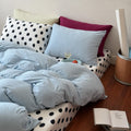 Vireza Black White Polka Dot Blue Cotton Bedding Set for All Season Set G102