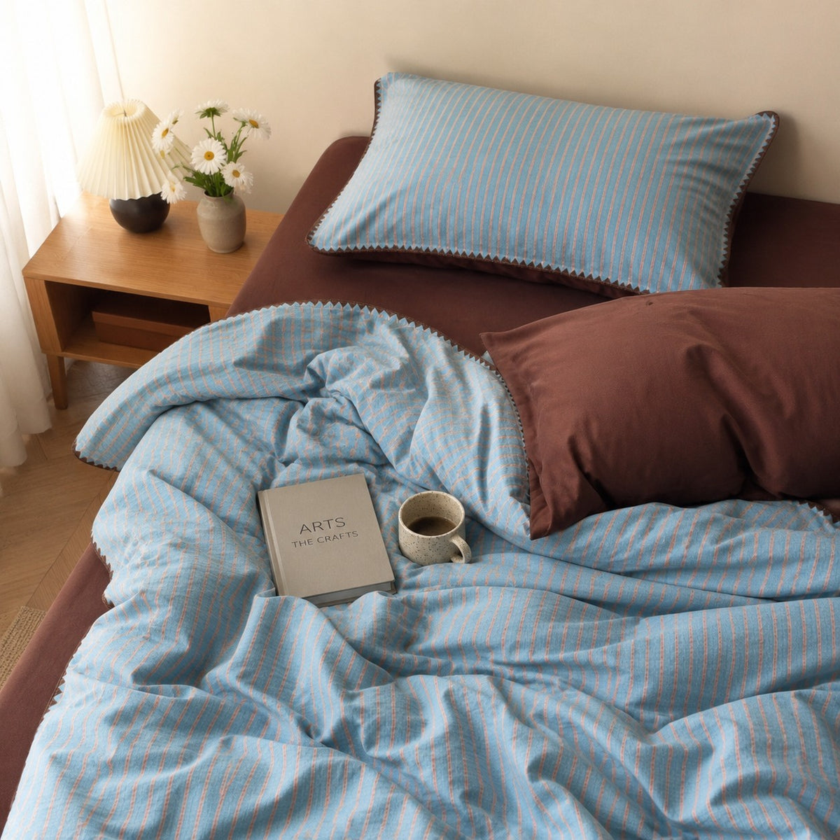 Vintora Soft Cotton Piped Stripe Bedding Set G96
