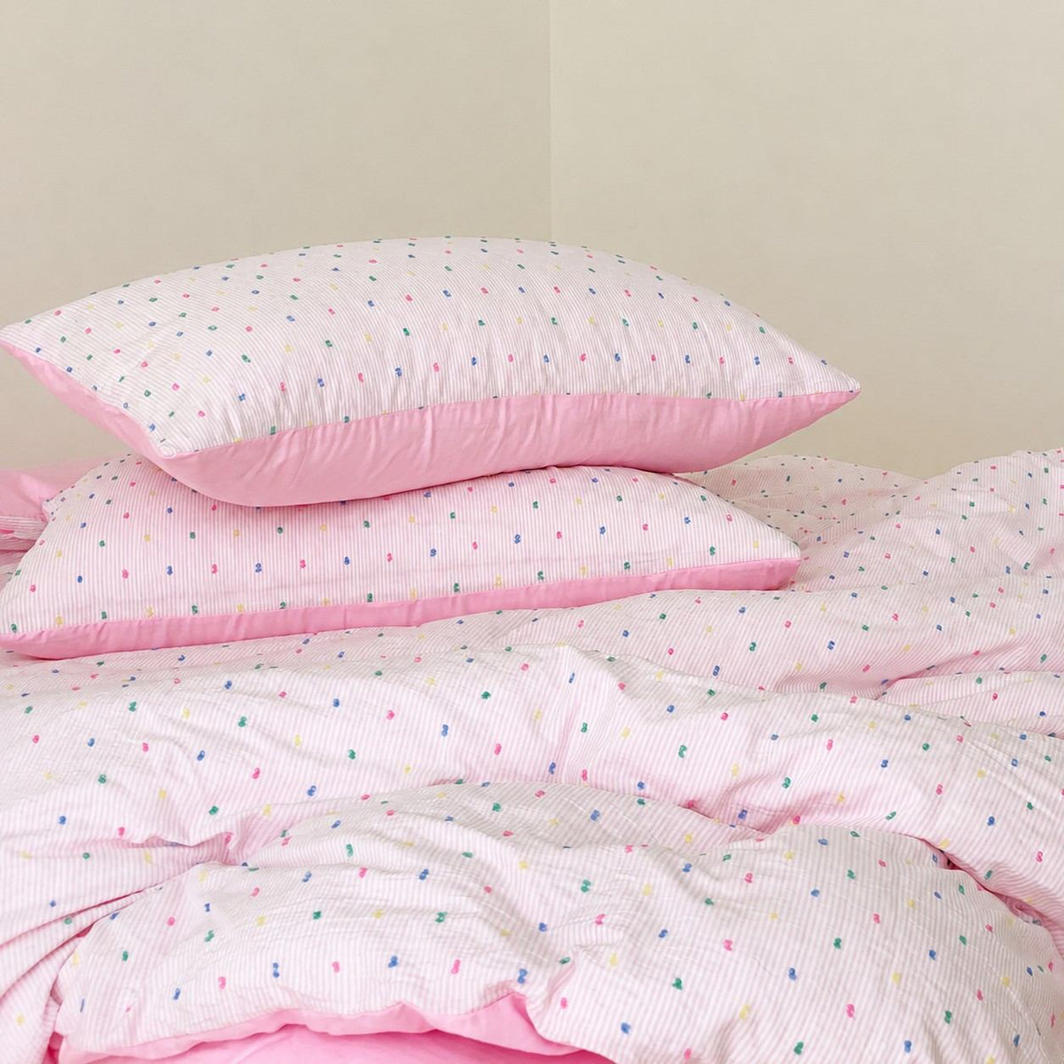 Vireza Washed Cotton Jacquard Bedding Set with Soft Breathable for All Seasons G101