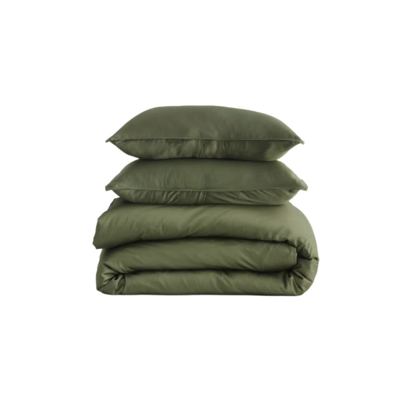 Qelune Bamboo Duvet Cover Set – Cooling Organic Bamboo Bedding in Olive