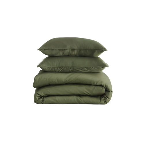 Qelune Bamboo Duvet Cover Set – Cooling Organic Bamboo Bedding in Olive