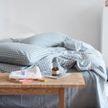 Cotton Small Gingham Bedding Set - Blue