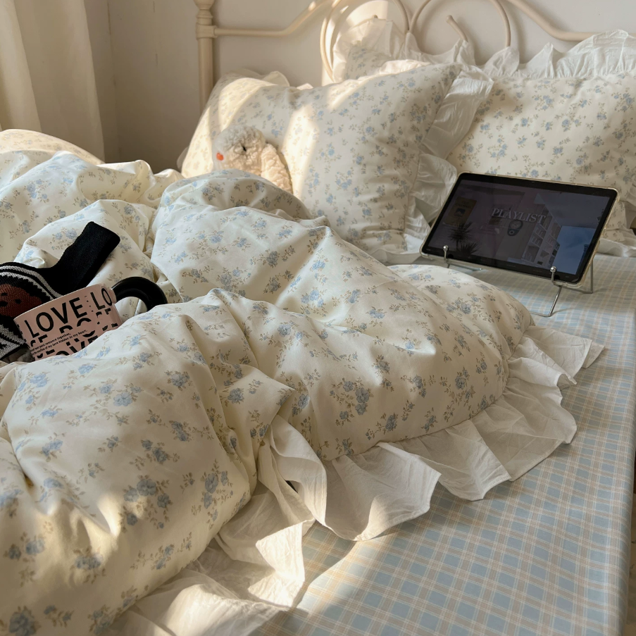 Roselle Floral Pure Cotton Ruffle Bedding Set G88