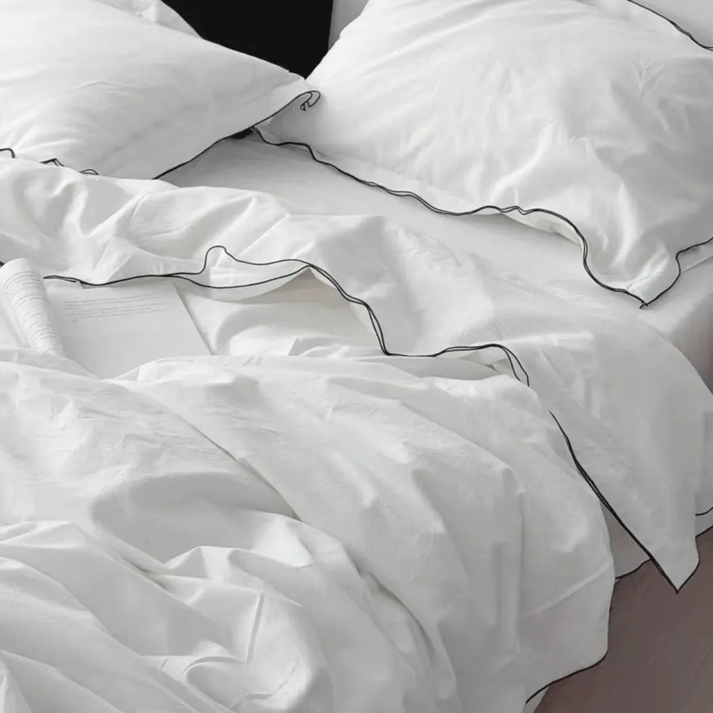 Contrast Flange Cotton Duvet Cover