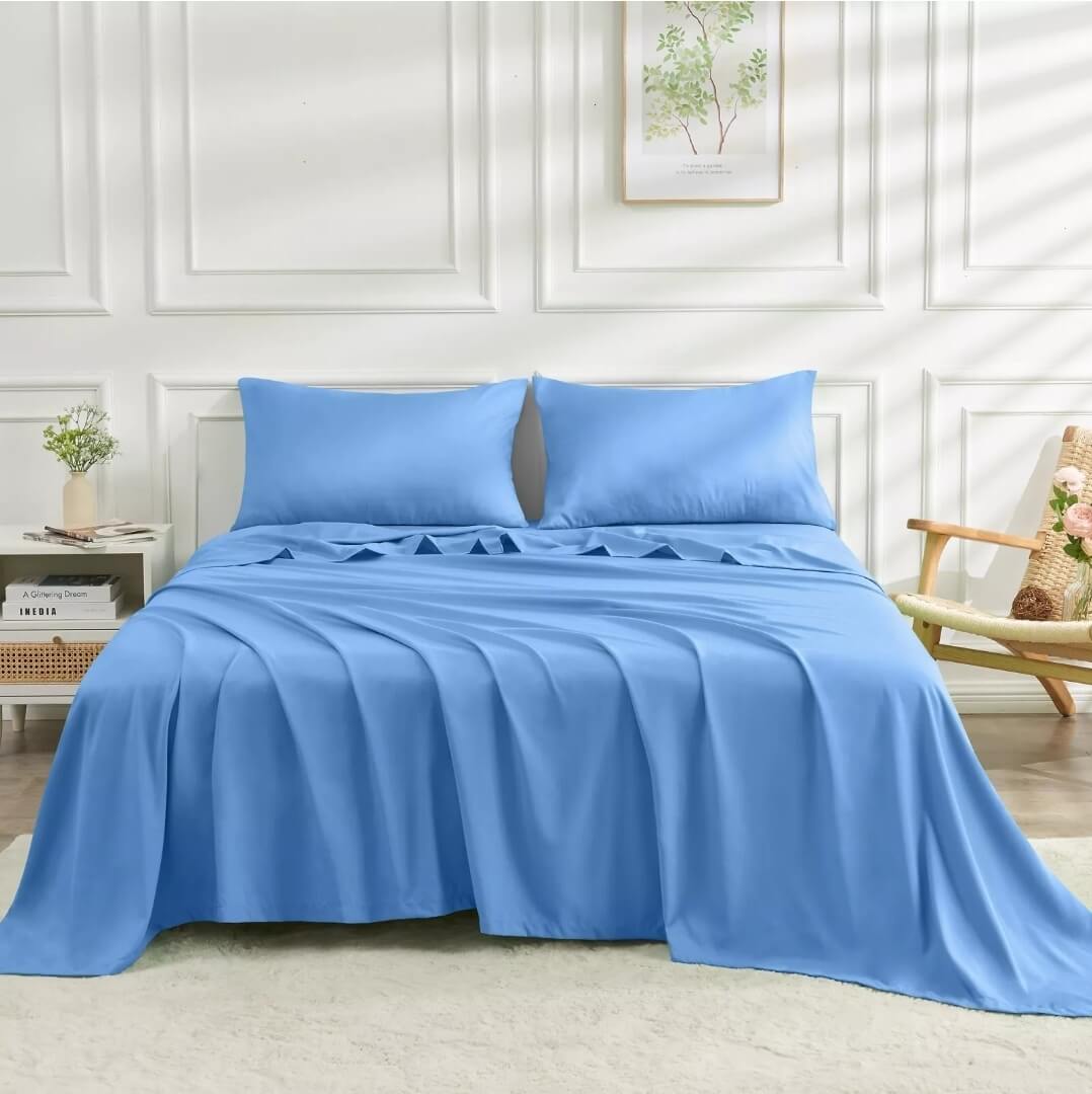 Bamboo Blend Bedsheet Set - Ultra Soft Microfiber Bedding Set (Ocean)